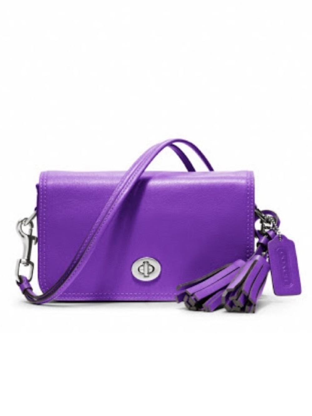 Coach Legacy Leather Penny Shoulder Crossbody Bag 19914 Ultraviolet Purple - Picture 9 of 11